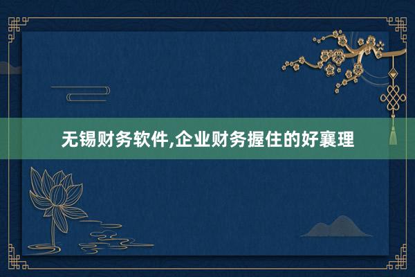 无锡财务软件，企业财务握住的好襄理